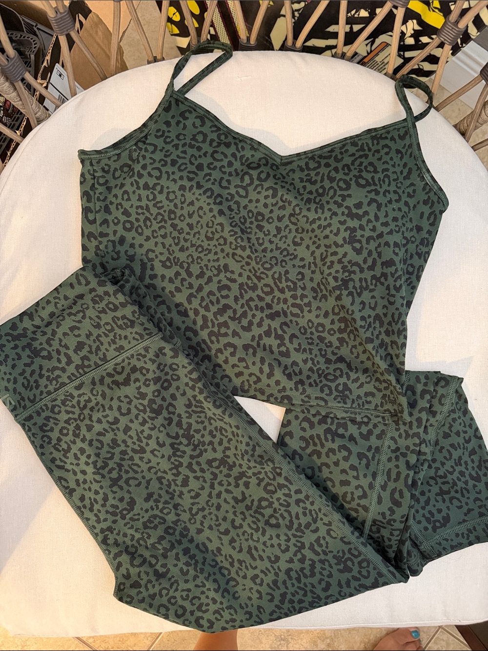 GAP Green & Black Leopard Cami and Legging Set